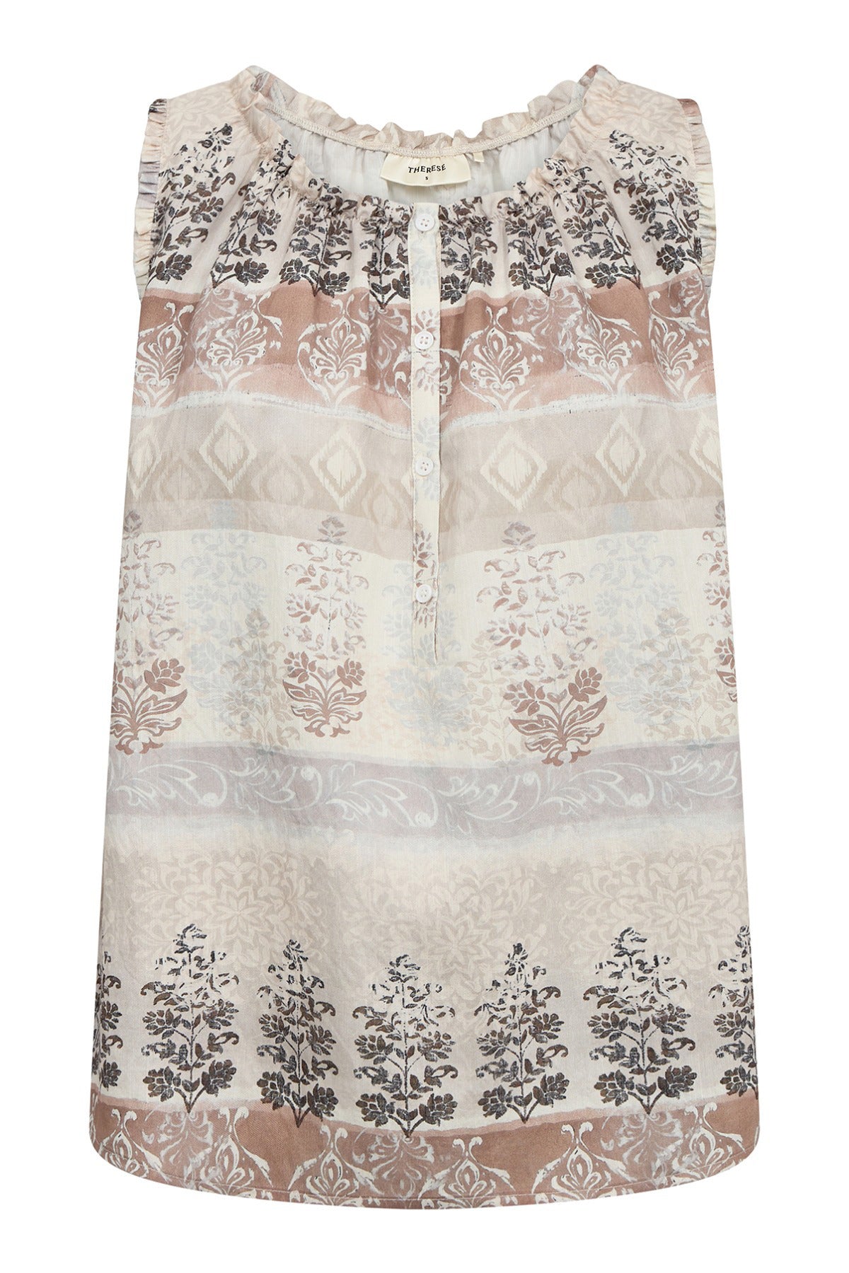 Rosalil - Mønstret top med flæsedetaljer