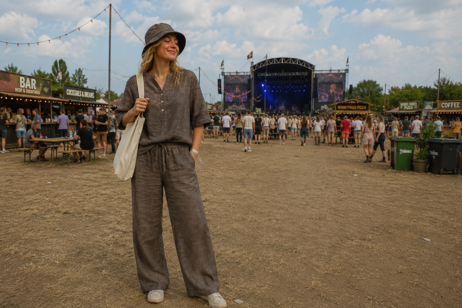 Dame på festival i høroutfit