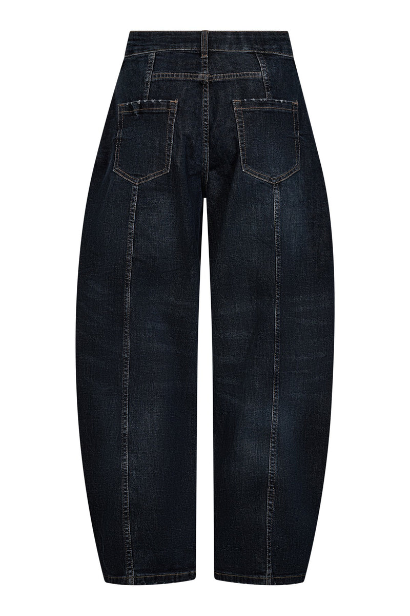 Barrel jeans i mørk denim