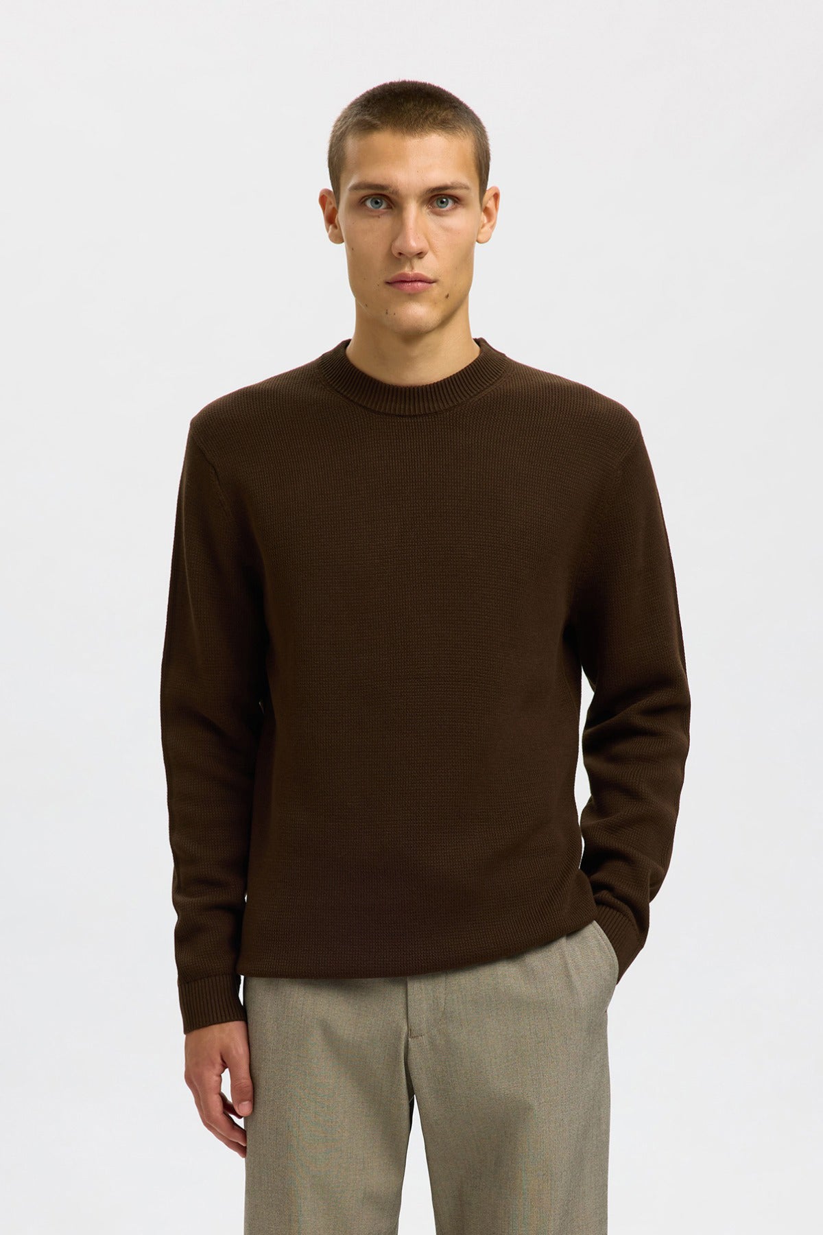 SELECTED HOMME SLHDANE LS KNIT STRUCTURE CREW NECK NOOS