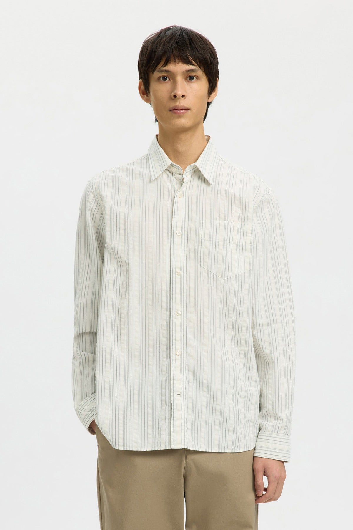 SELECTED HOMME SLHREGFREDDIE MIX SEERSUCKER LS SHIRT