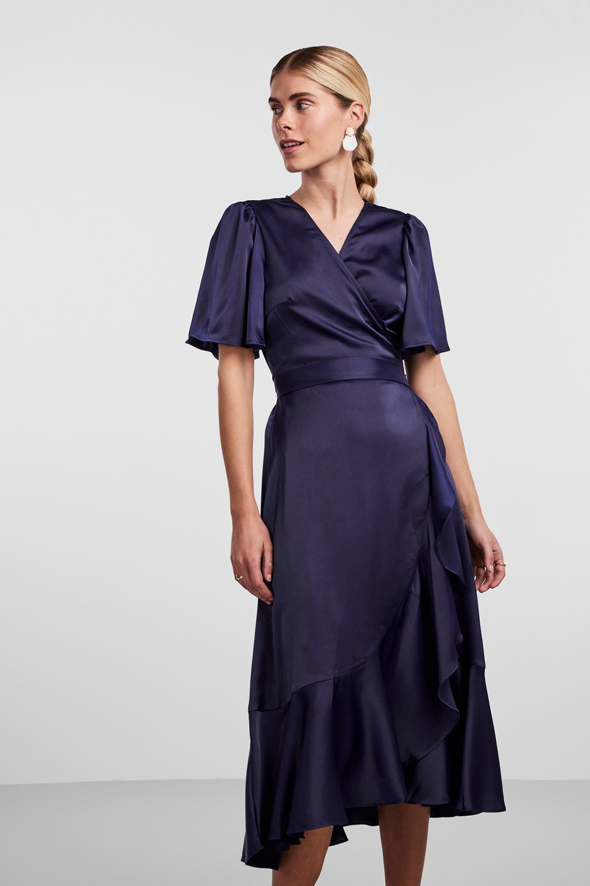 YAS YASTHEA 2/4 MIDI WRAP DRESS