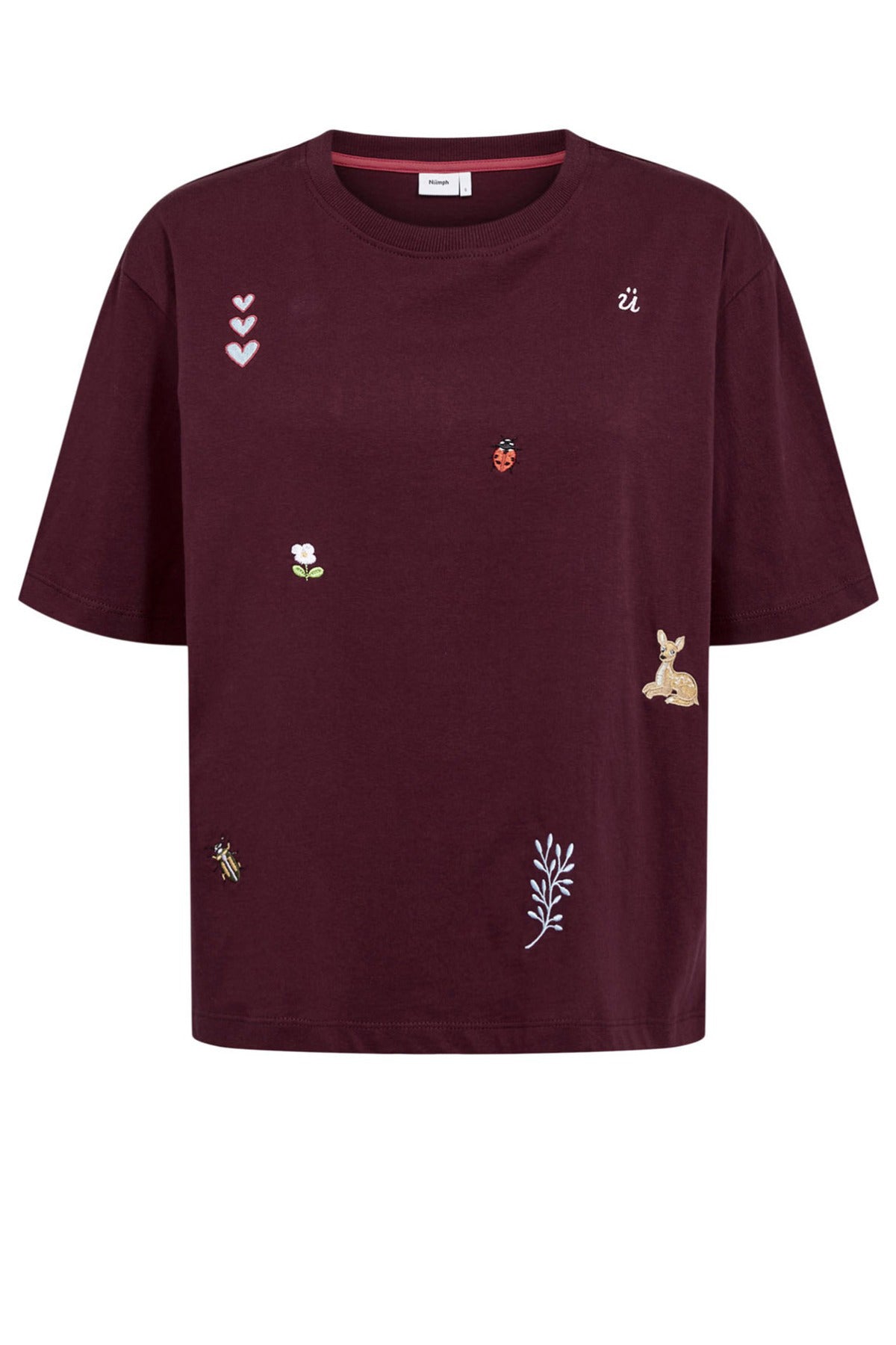 NUTENIA - Boxy t-shirt med broderede naturmotiver