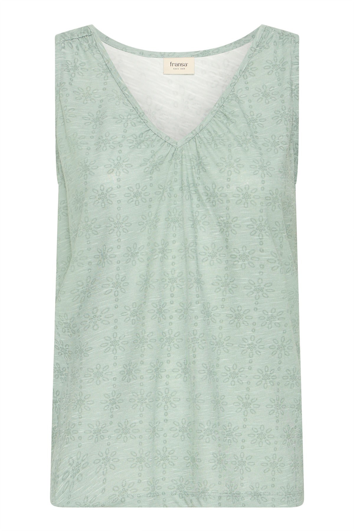 FRSANIA TOP 1 - Let mønstret top med v-udskæring