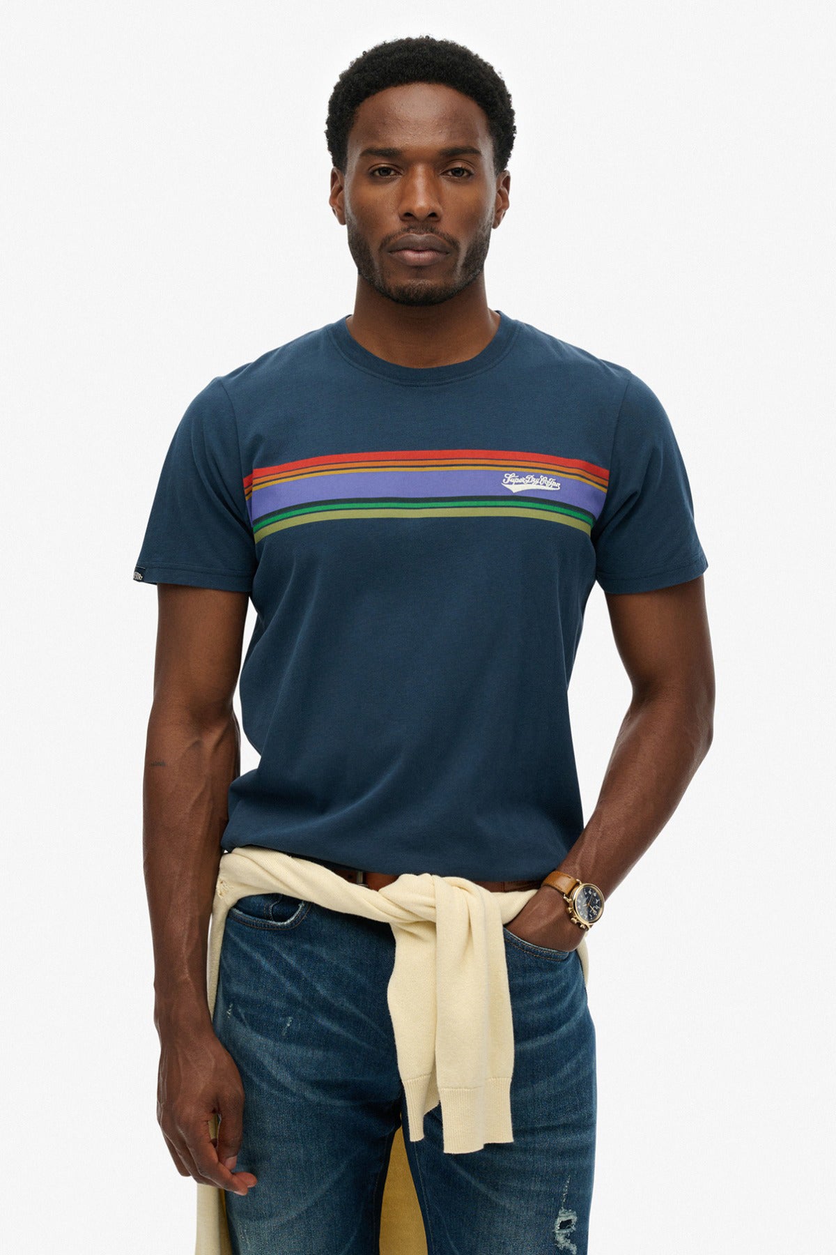 SUPERDRY OUTDOOR STRIPE LOGO RLXD TEE