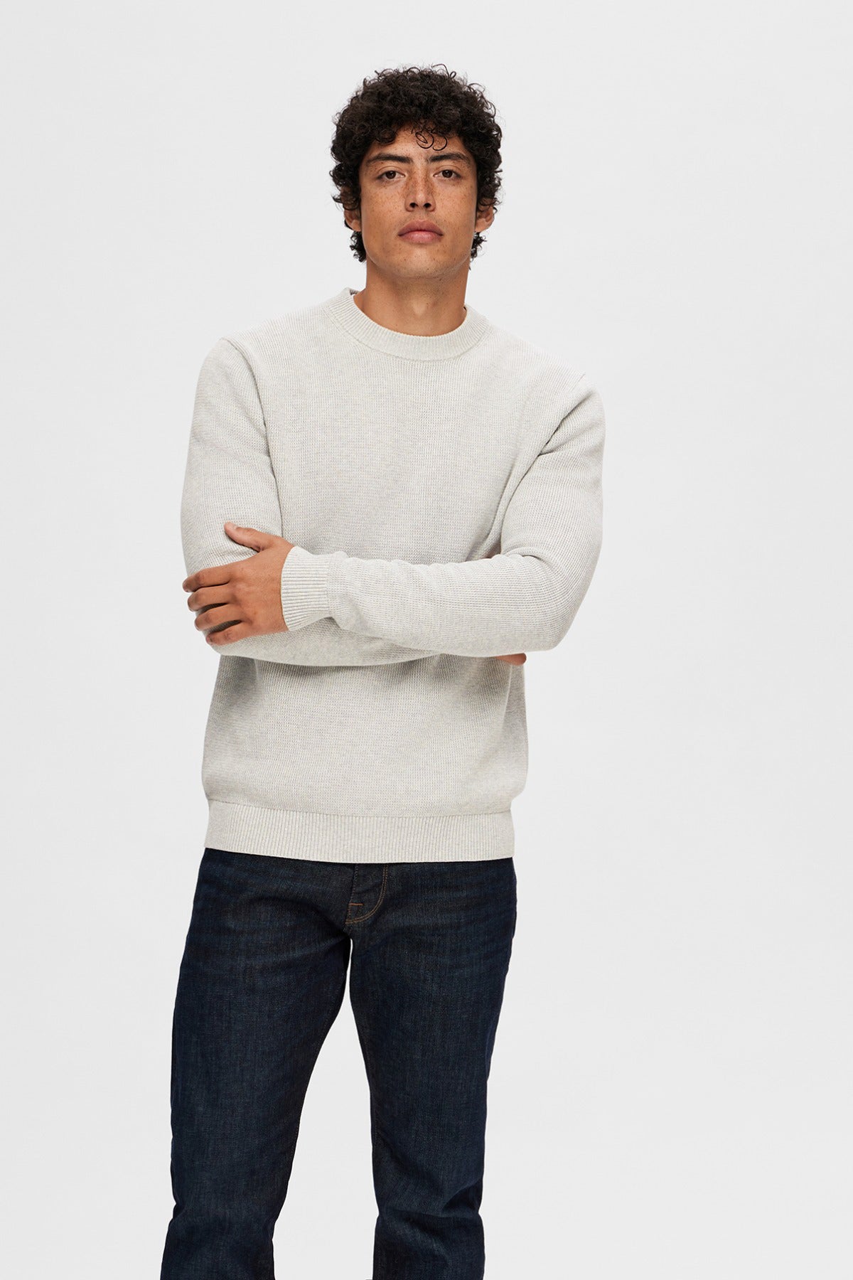 SELECTED HOMME SLHDANE LS KNIT STRUCTURE CREW NECK NOOS