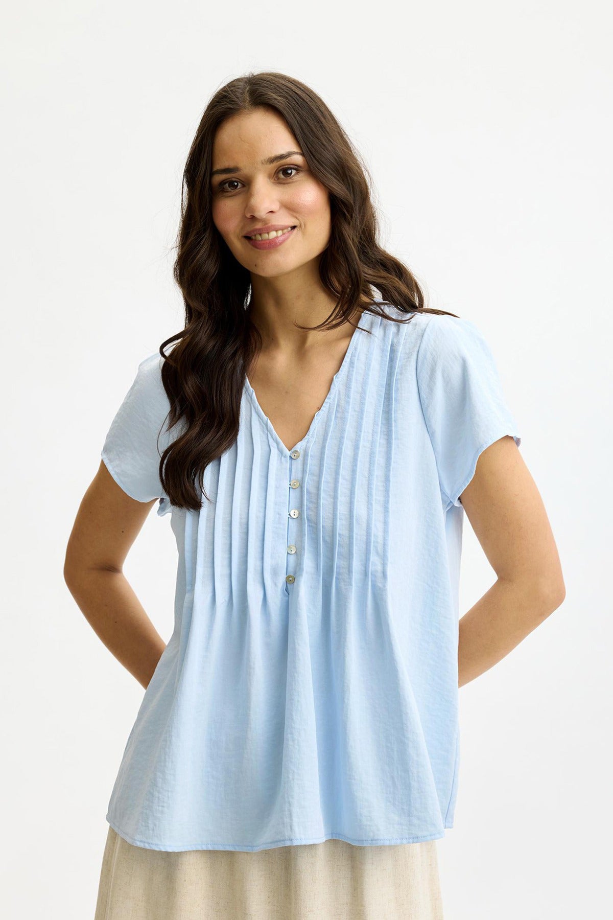 Filippa - Kortærmet bluse med v-udskæring
