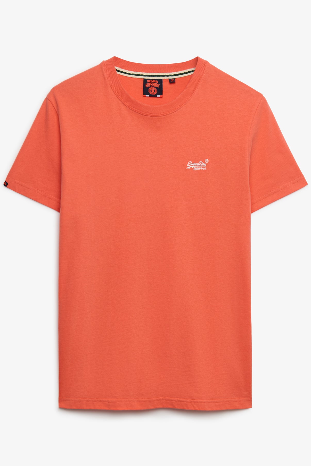 Solrød t-shirt i bomuld med hvidt, lille logo på venstre bryst og rund hals.