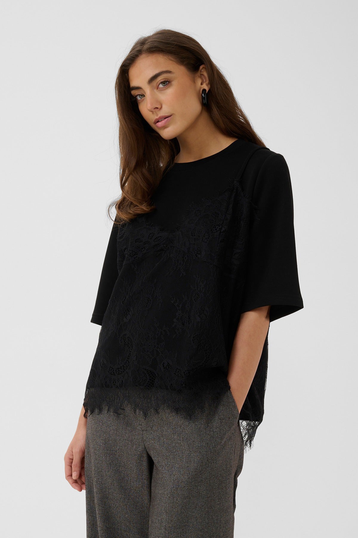 CUKARLA CHABRINA - T-shirt med blonde strop top