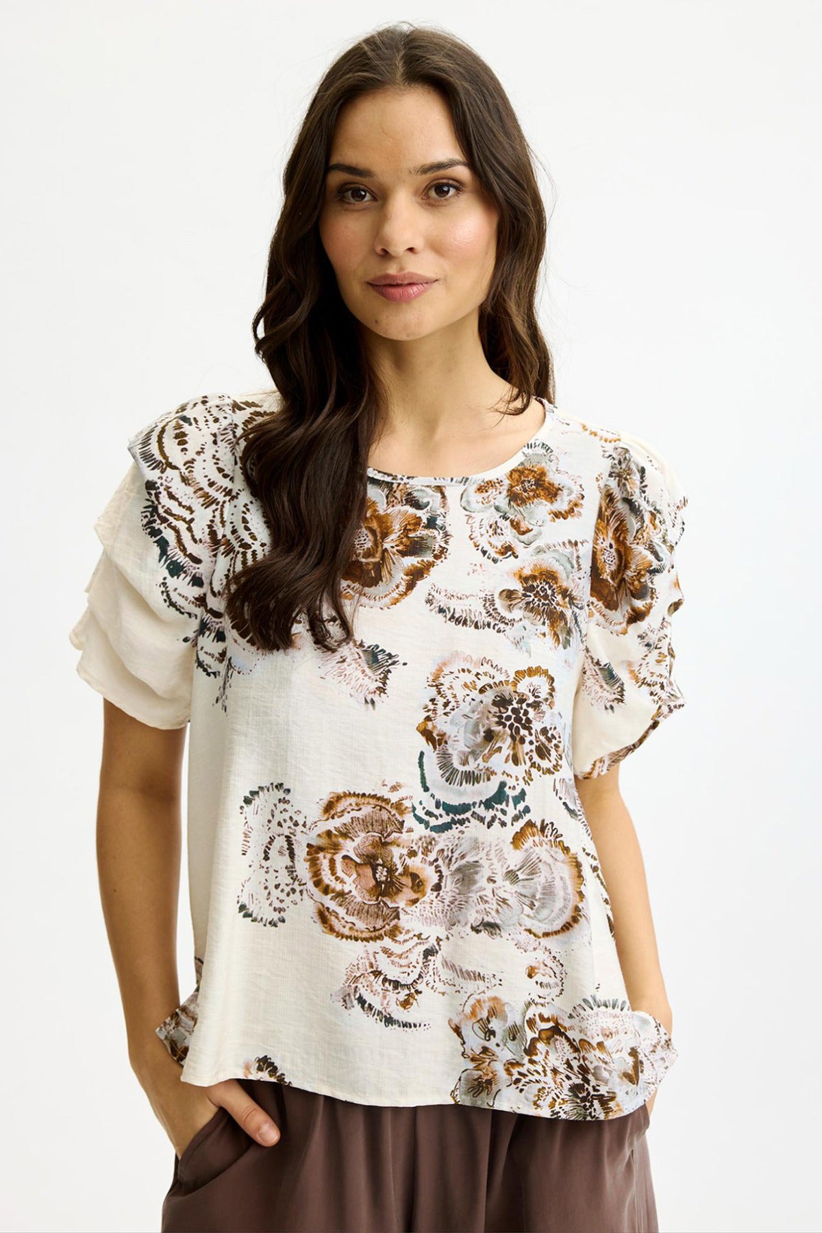 Amelia - Kortærmet bluse med print