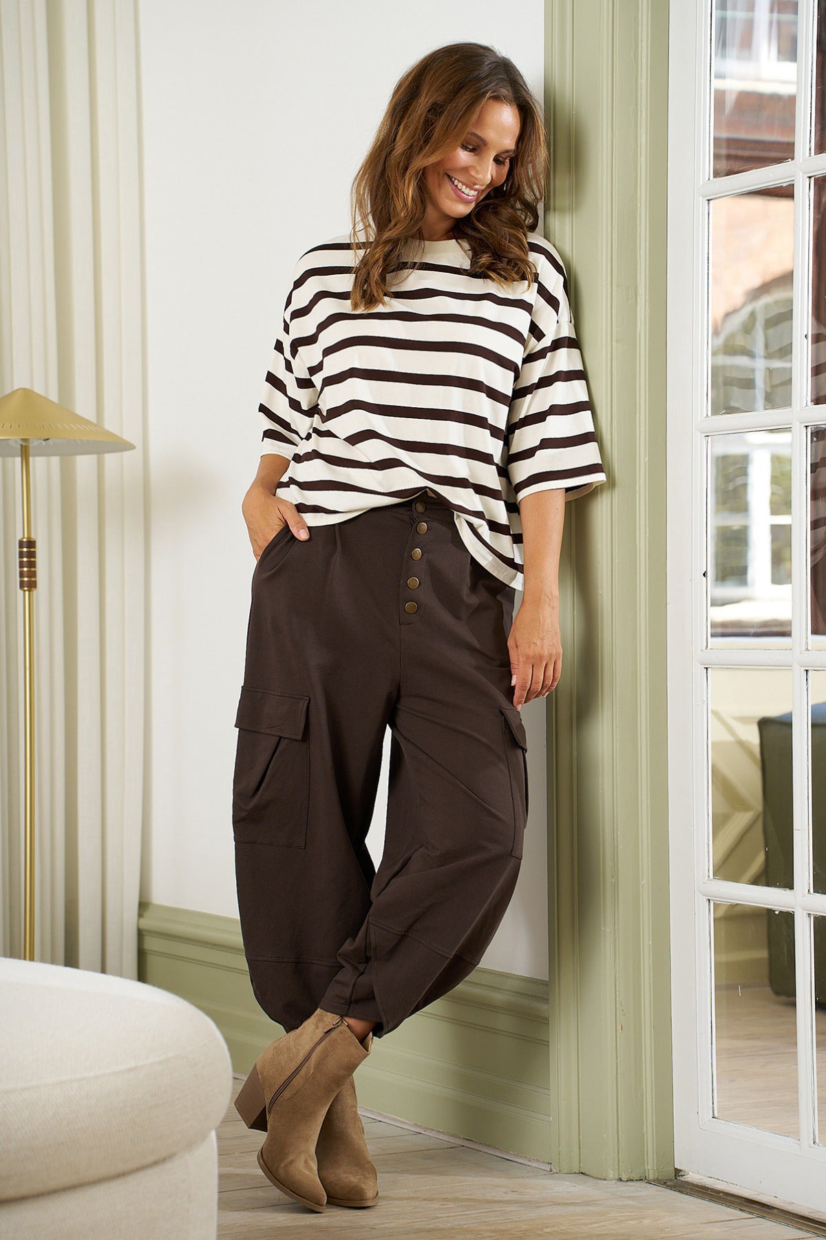 MdcSage - T-shirt med vandrette striber