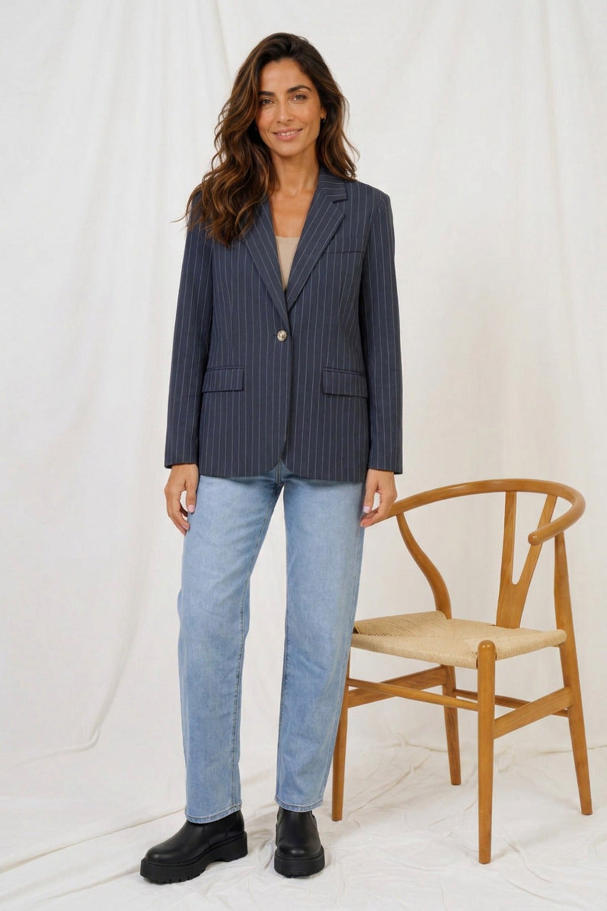 MdcDusk - Klassisk blazer med nålestrib