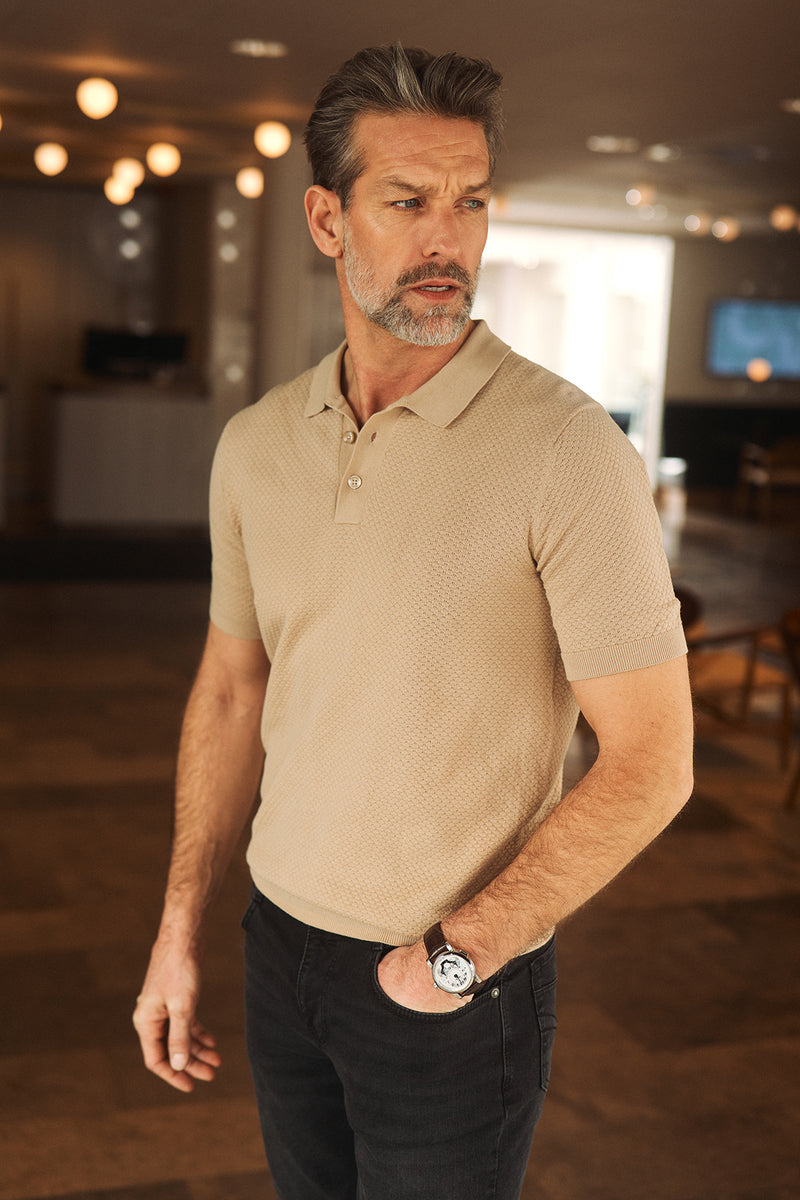 Jens SS - Kortærmet strik polo med struktur