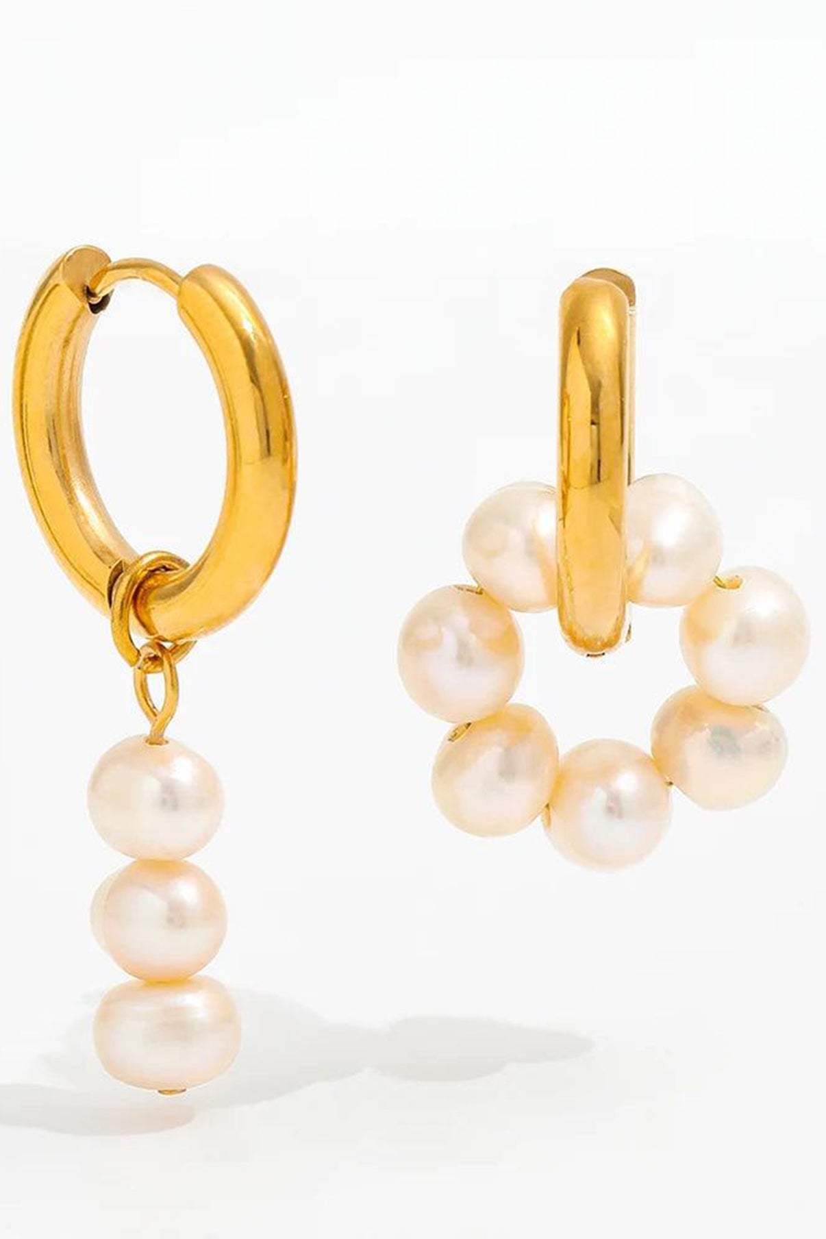 muun studios Eva 2-in-1 Pearl Hoop Earrings - 18K Gold Plated