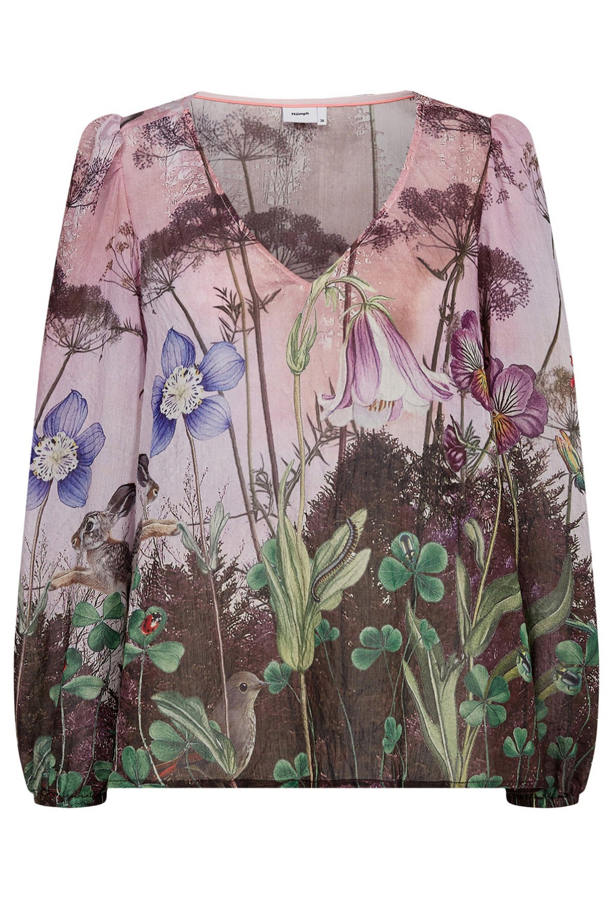 NUFOREST - Let bluse med kunstnerisk naturprint