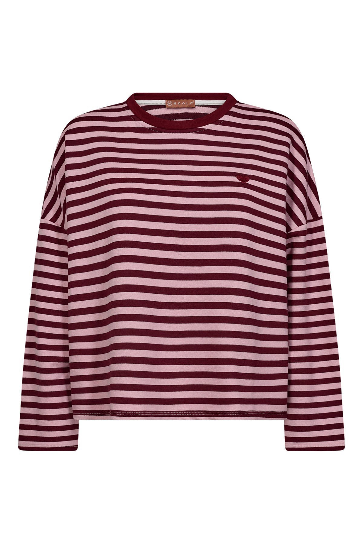 Stribet sweatshirt med hjerte på brystet
