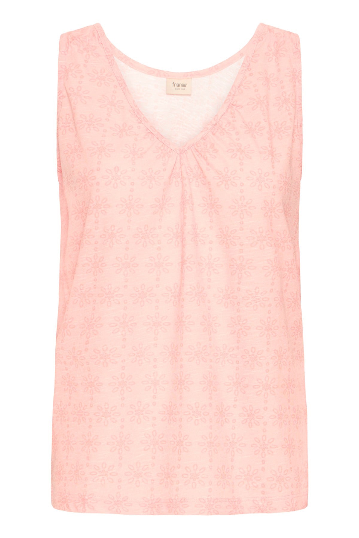 FRSANIA TOP 1 - Let mønstret top med v-udskæring