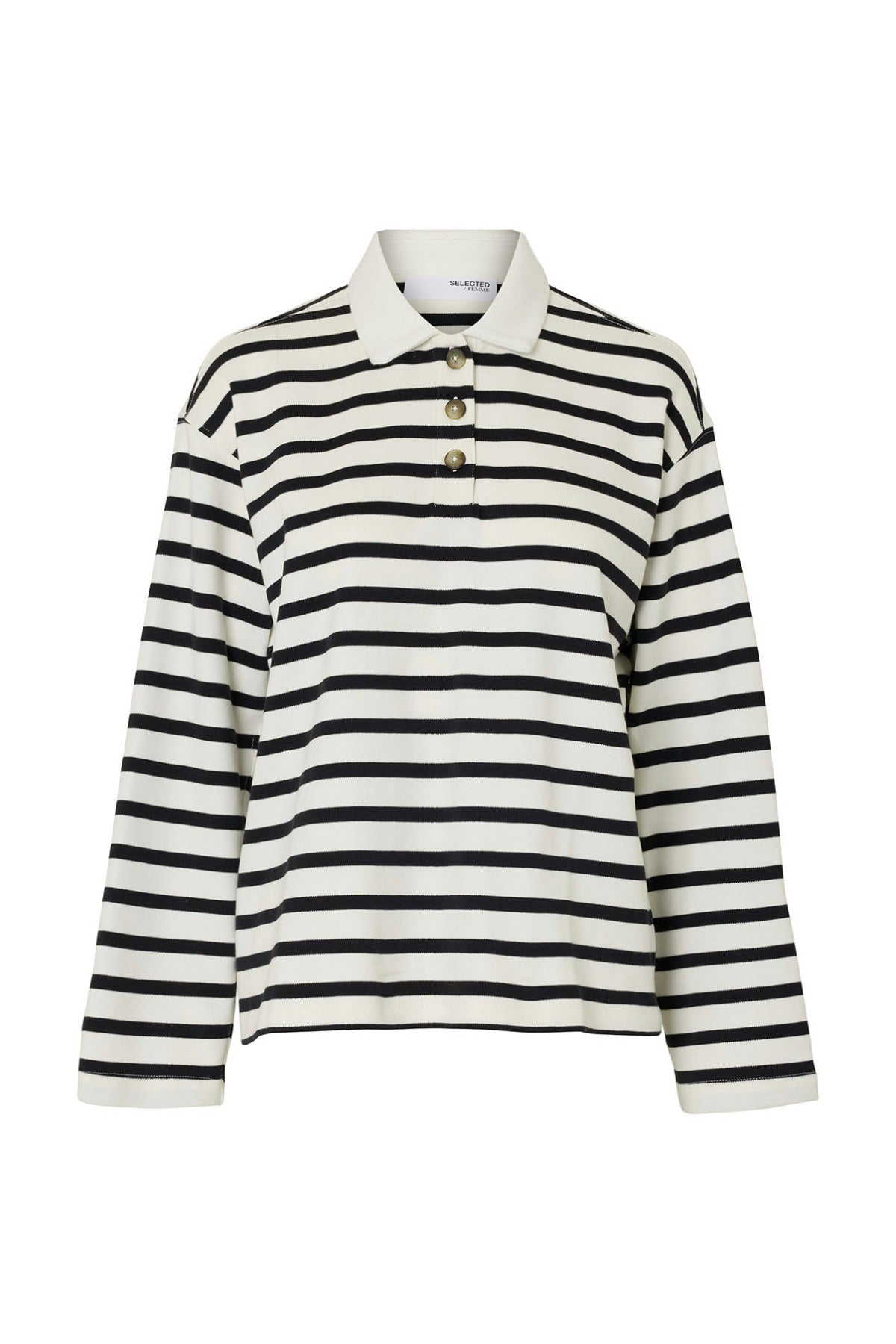 SELECTED FEMME SLFWADA LS STRIPE COLLAR TOP