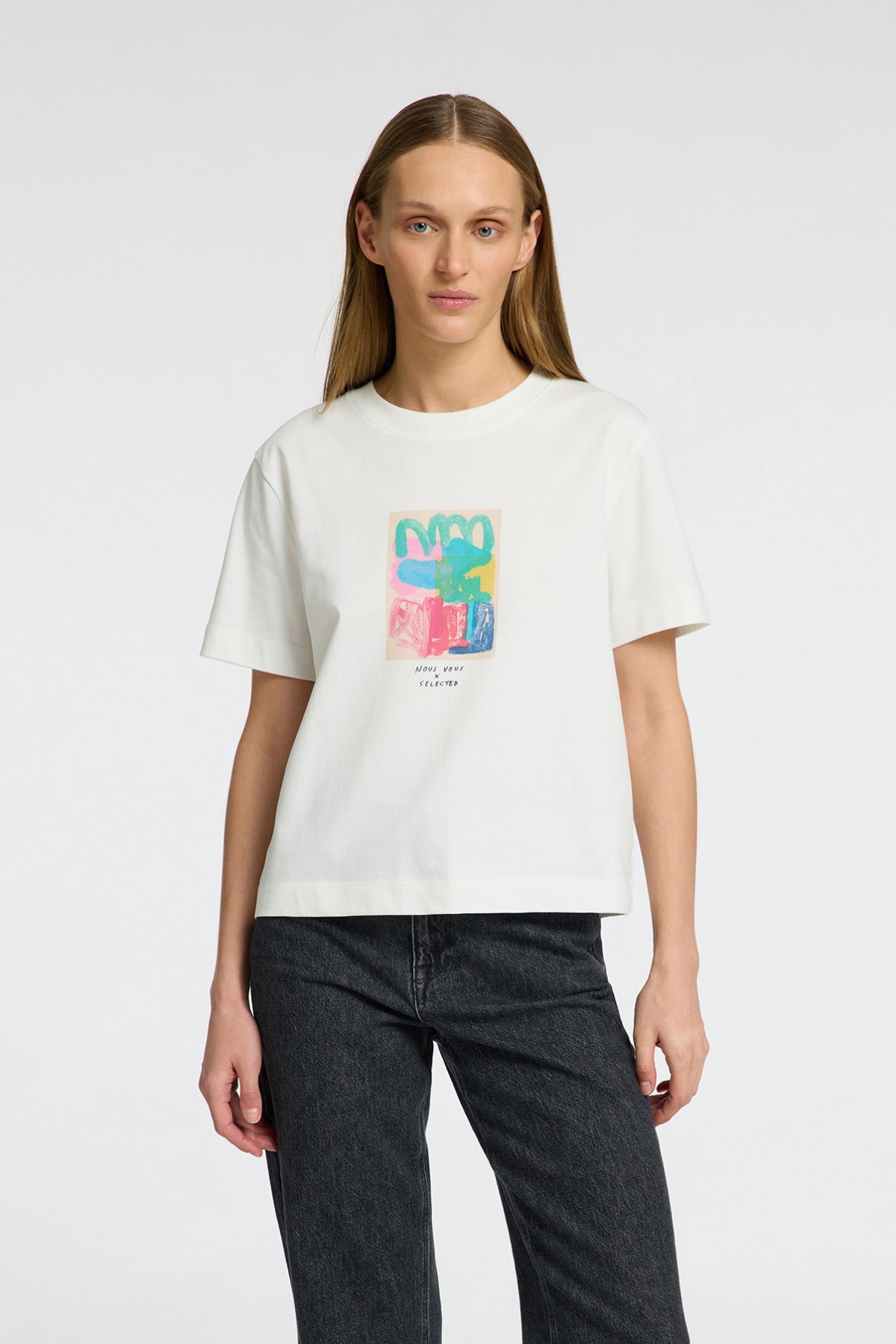 SELECTED FEMME SLFESSENTIAL SS BOXY PRINTED TEE