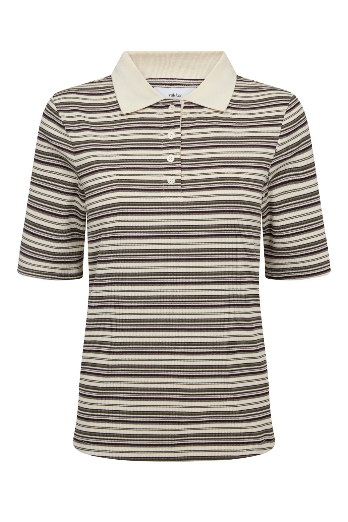 Fija - Stribet polo t-shirt i ribkvalitet