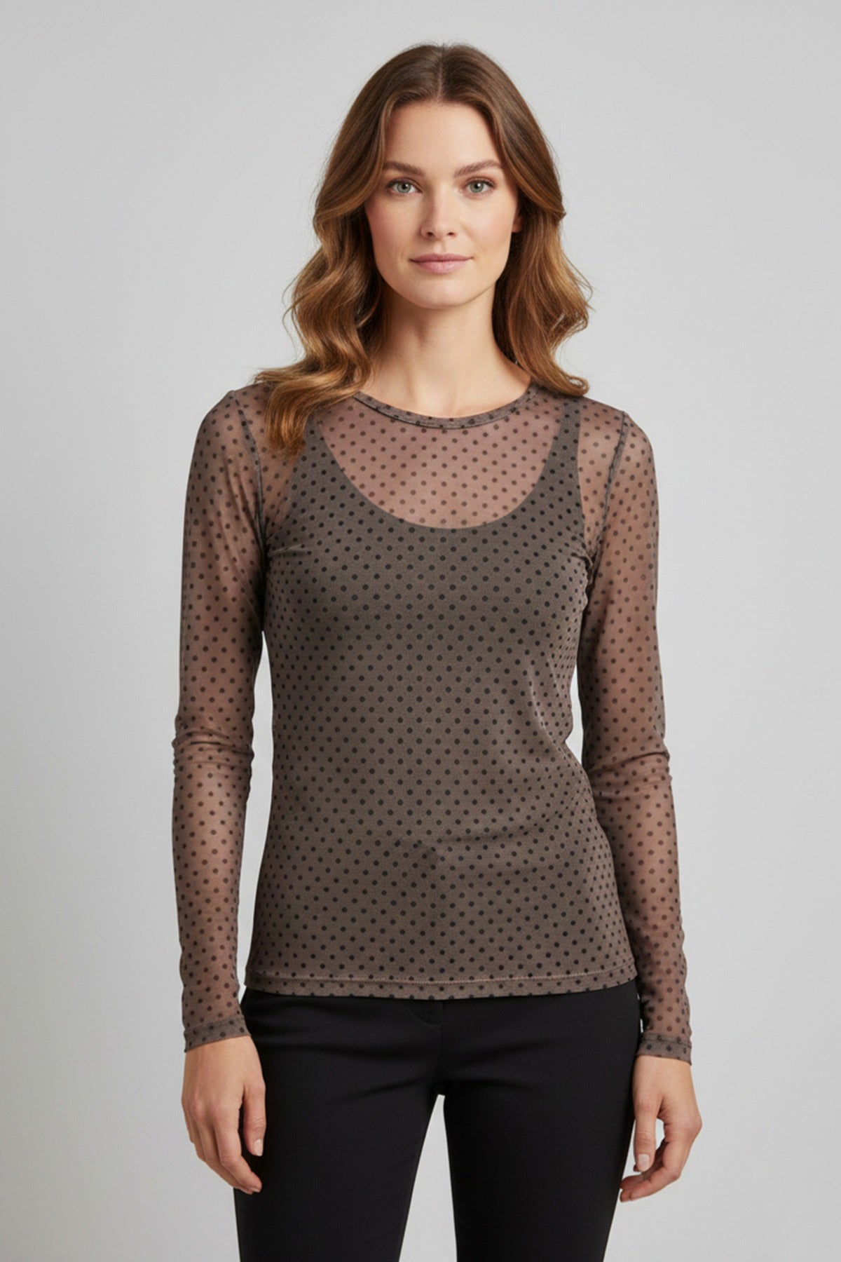 Sarah mesh bluse med prikker