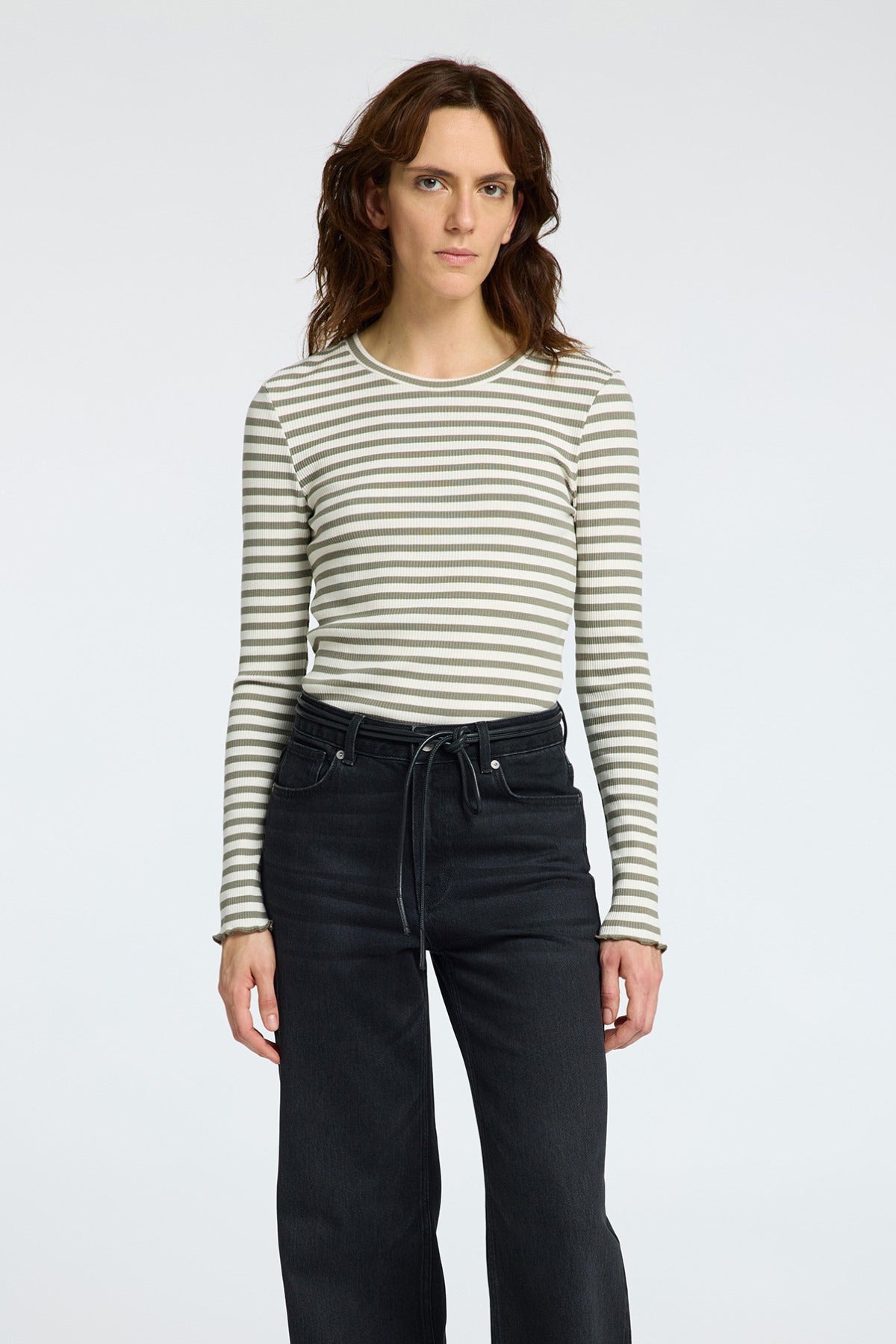 SELECTED FEMME SLFANNA LS CREW NECK TEE STR NOOS