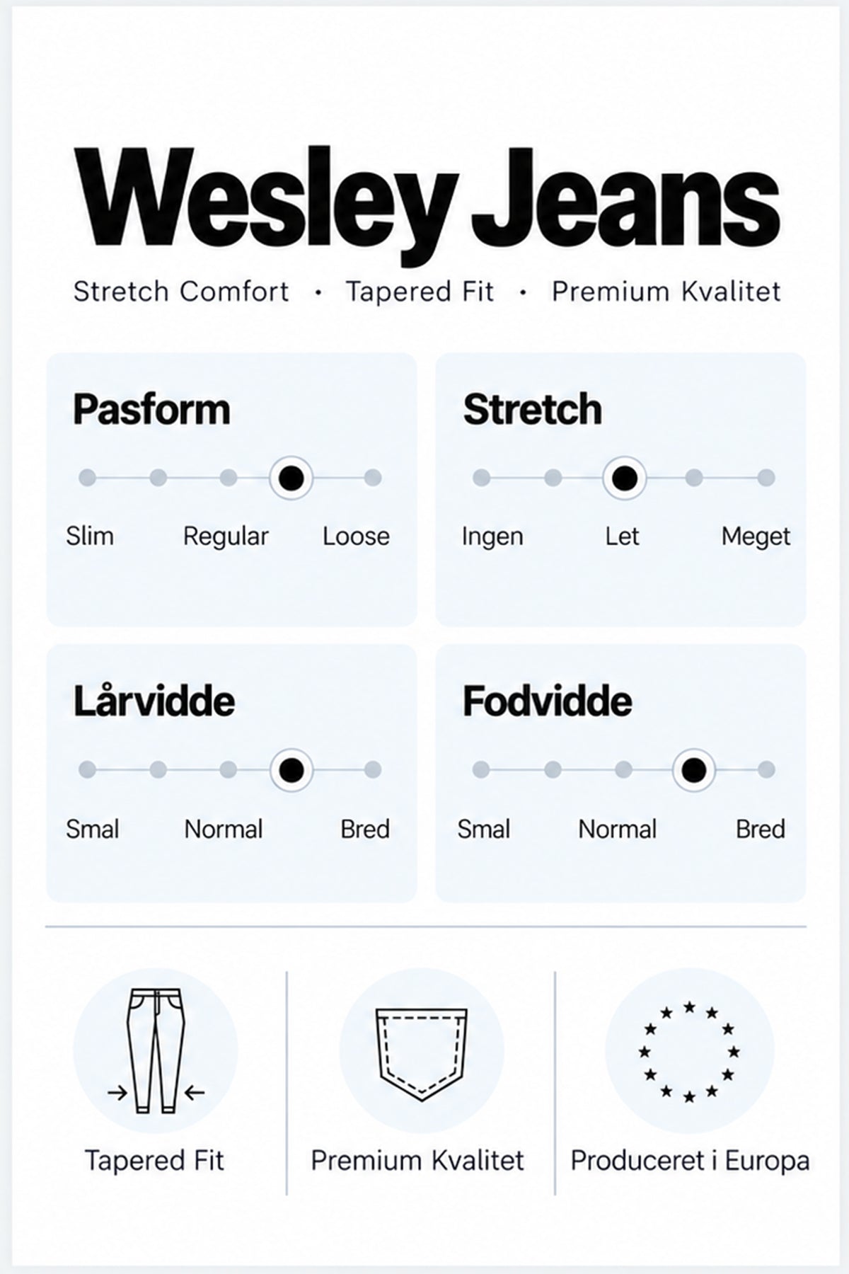 Wesley - Kvalitetsjeans med stræk og tapered pasform