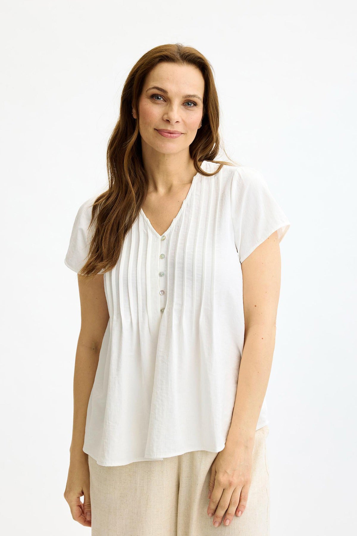 Filippa - Kortærmet bluse med v-udskæring