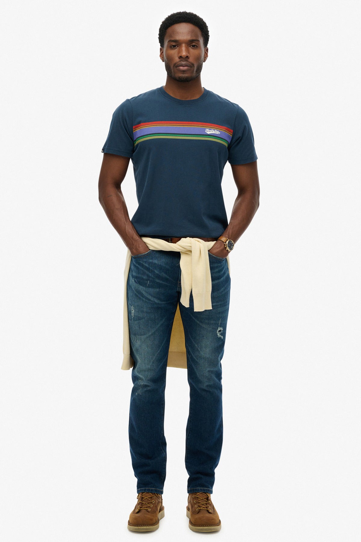 SUPERDRY OUTDOOR STRIPE LOGO RLXD TEE