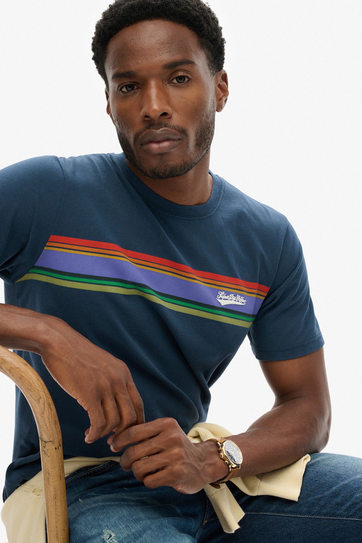 SUPERDRY OUTDOOR STRIPE LOGO RLXD TEE