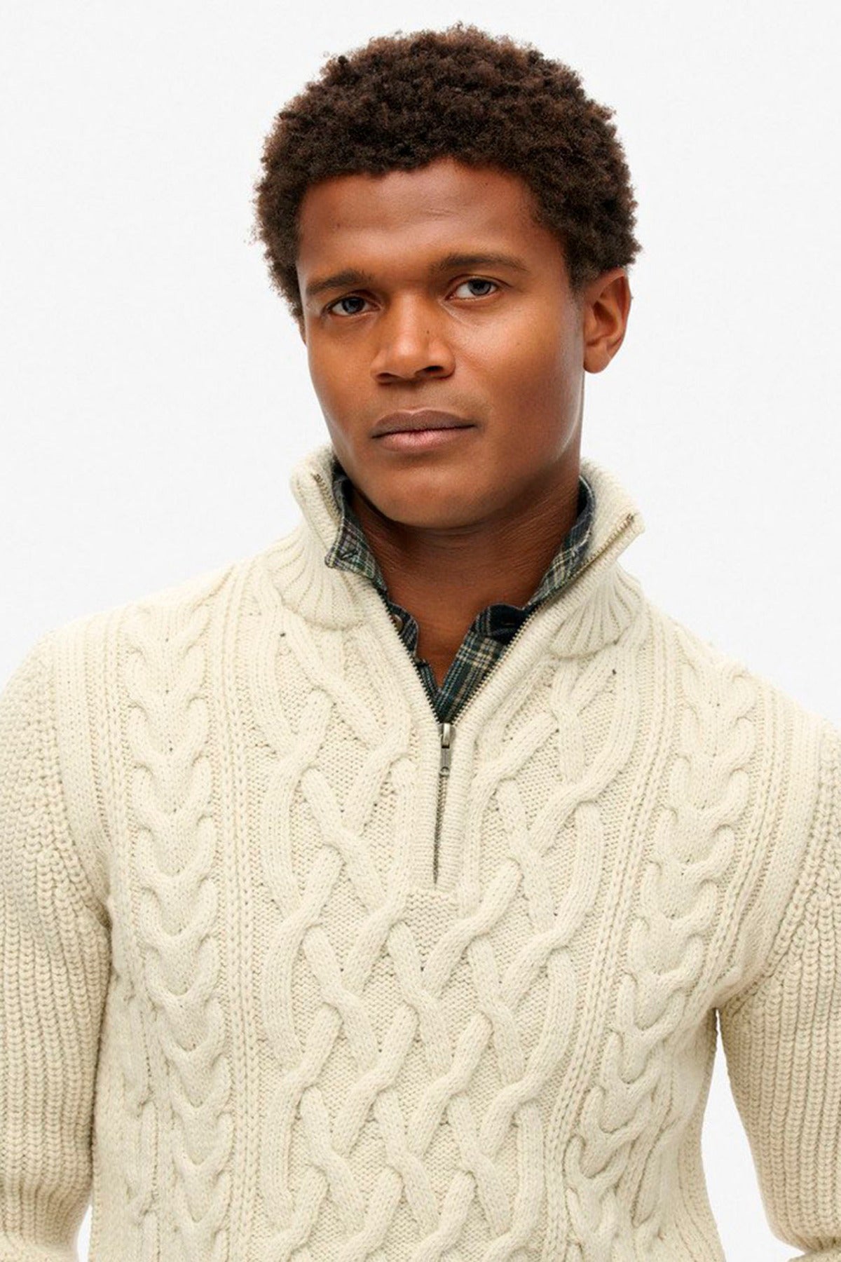 SUPERDRY JACOB CABLE KNIT HALF ZIP