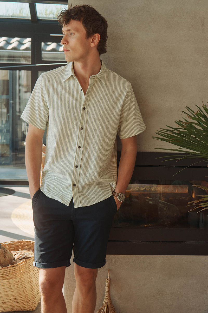 Joppe SS - Stribet skjorte med korte ærmer