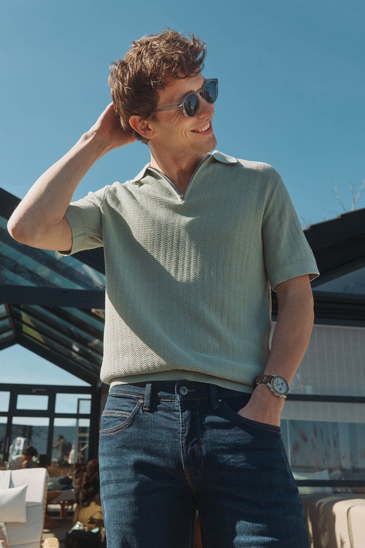 SLHCRAN - Kortærmet strik polo med zip