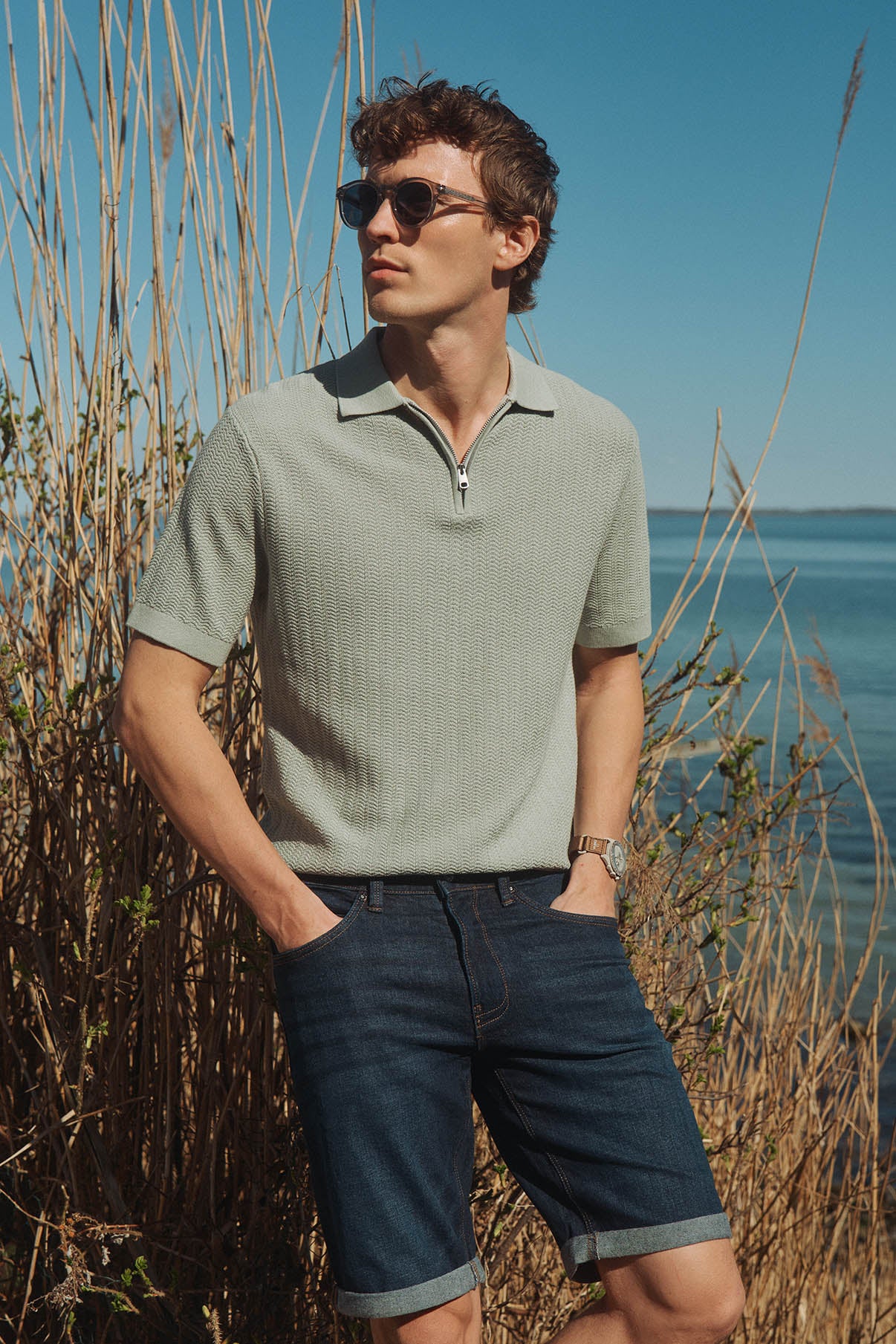 SLHCRAN - Kortærmet strik polo med zip