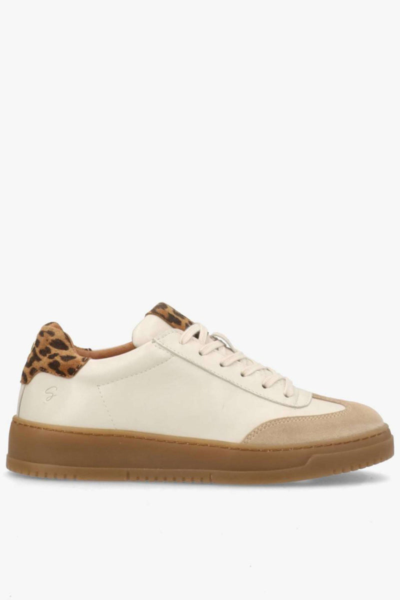 PRIME BEAT LS - Lav læder sneakers med leopard detalje