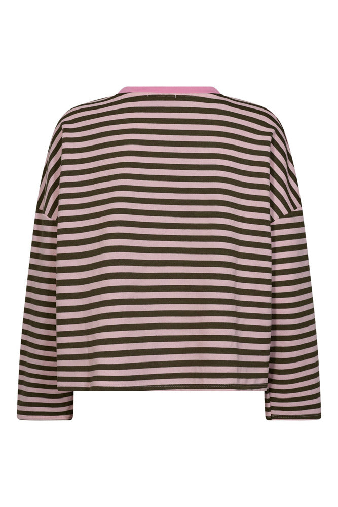 Stribet sweatshirt med hjerte på brystet