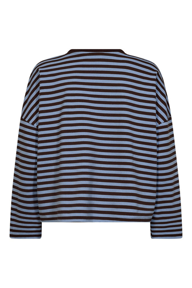 Stribet sweatshirt med hjerte på brystet