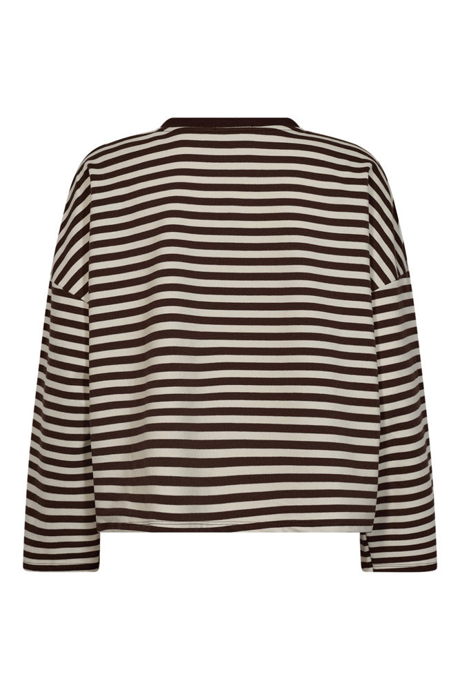 Stribet sweatshirt med hjerte på brystet