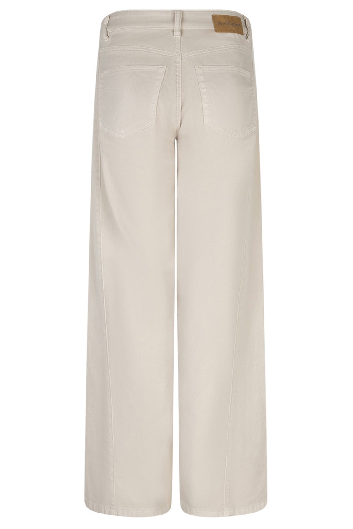 Lysebeige twilljeans med syninger, højtaljede og lige ben, læderlabel bagpå waistband.