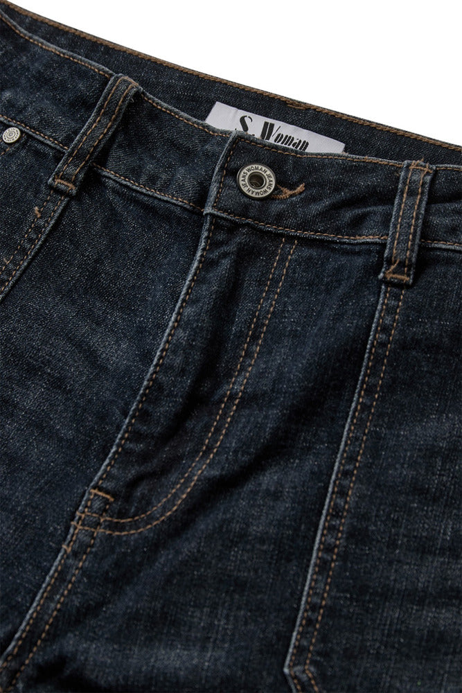 Barrel jeans i mørk denim