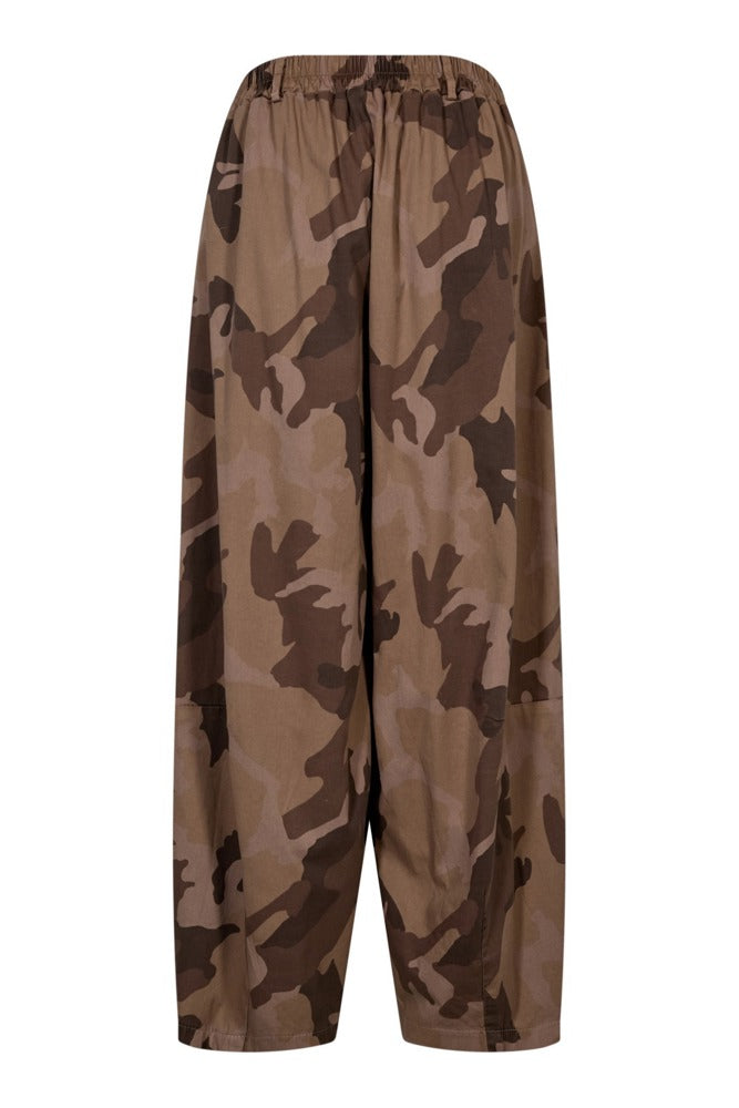 Camouflage bomuldsbukser med brede ben